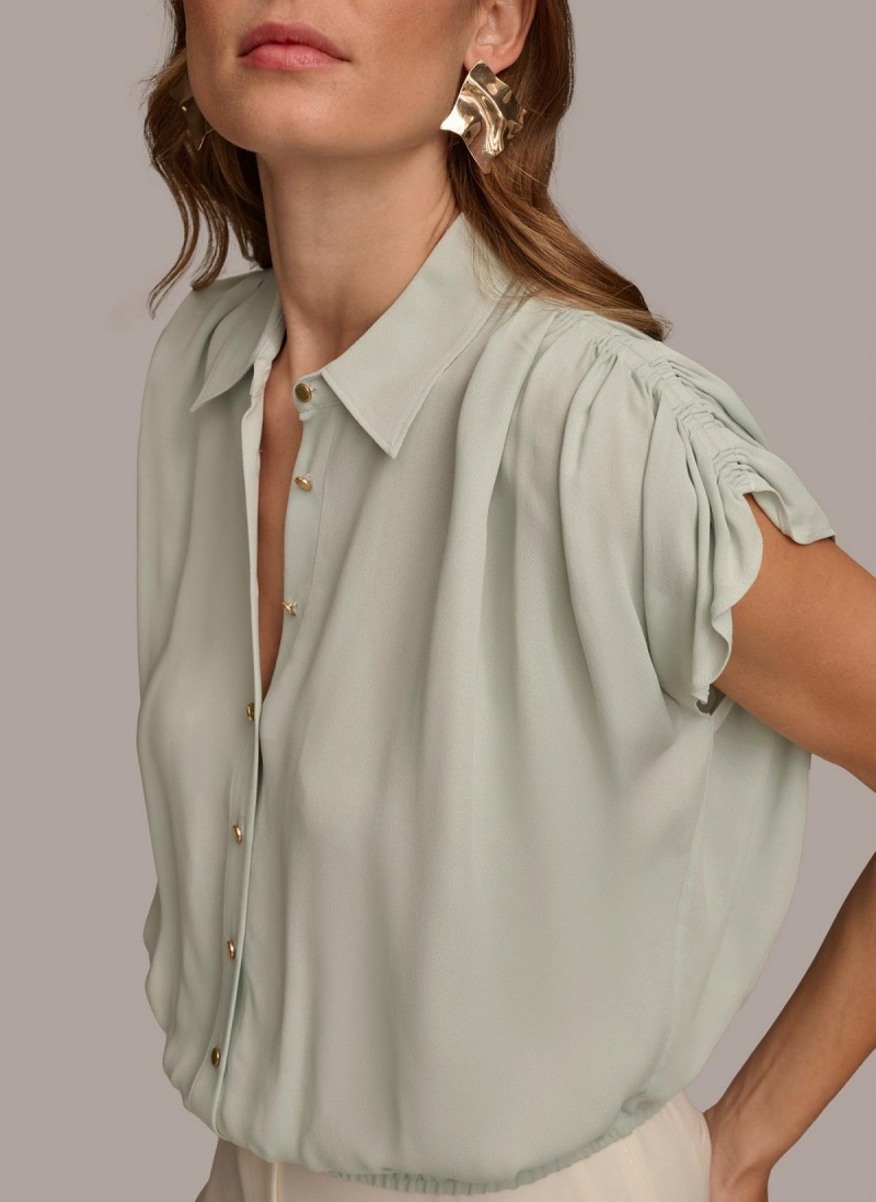 Donna Karan Drop Shoulder Boyfriend Blouse Sweaters and Tops Blu | Italia_DK62140