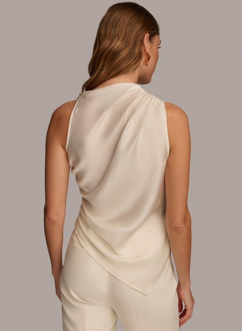 Donna Karan Ruched With Angled Hem Sweaters and Tops Crema | Italia_DK82932