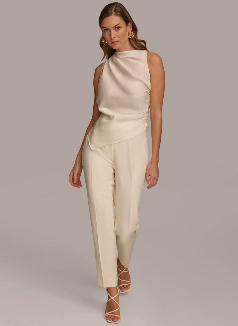 Donna Karan Ruched With Angled Hem Sweaters and Tops Crema | Italia_DK82932