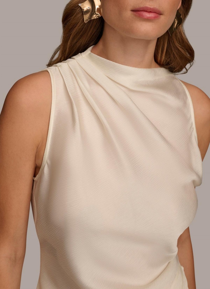 Donna Karan Ruched With Angled Hem Sweaters and Tops Crema | Italia_DK82932